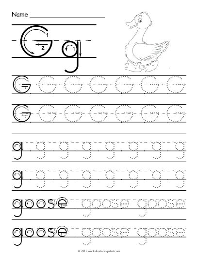 Free Printable Tracing Letter G Worksheet Tracing 