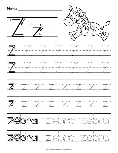 Free Printable Tracing Letter Z Worksheet Tracing