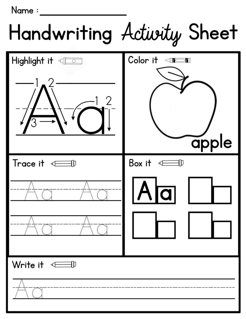 Handwriting Activity Sheets ABC Practice No Prep