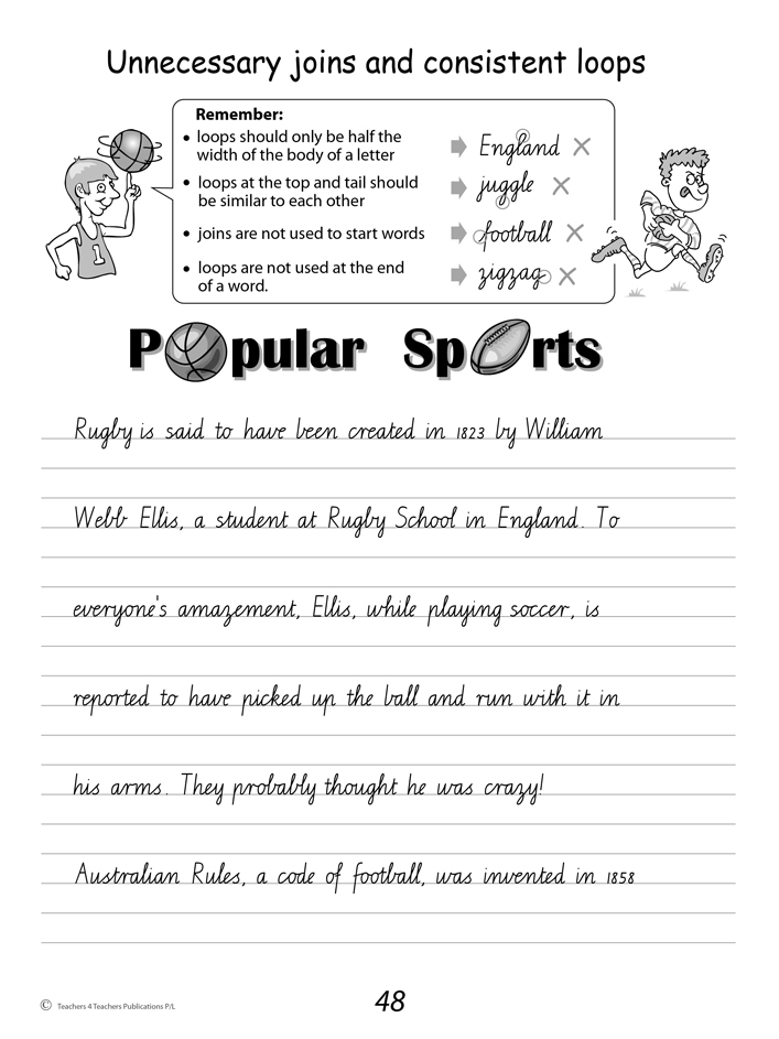 Handwriting Conventions VIC Year 6 Teachers 4 