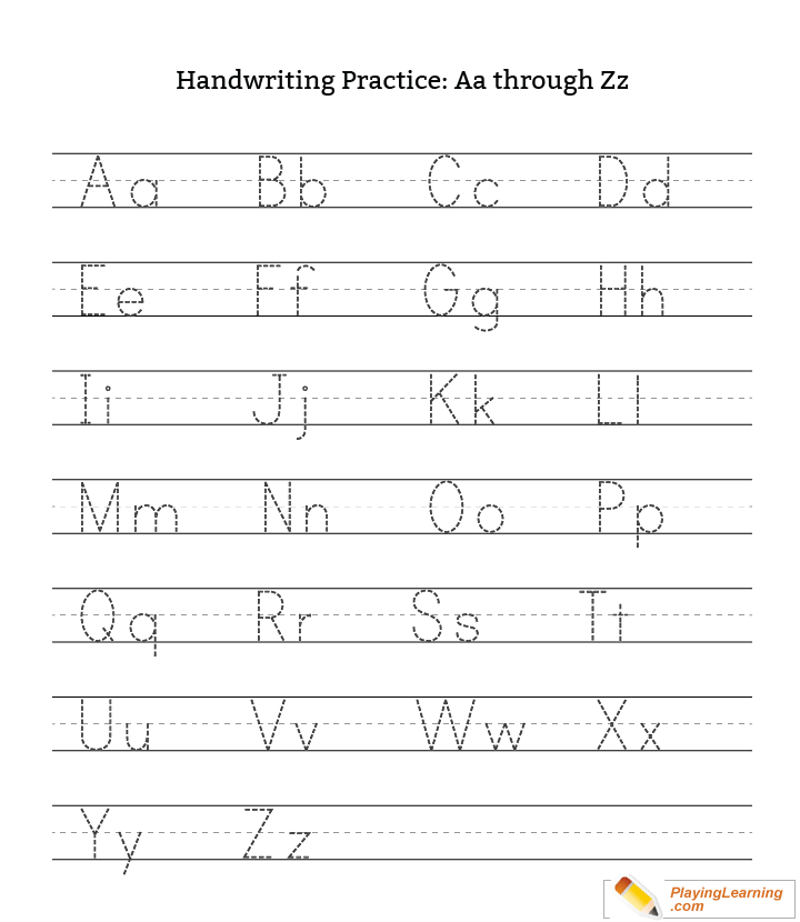 Handwriting Practice Letter A Through Z Uppercase