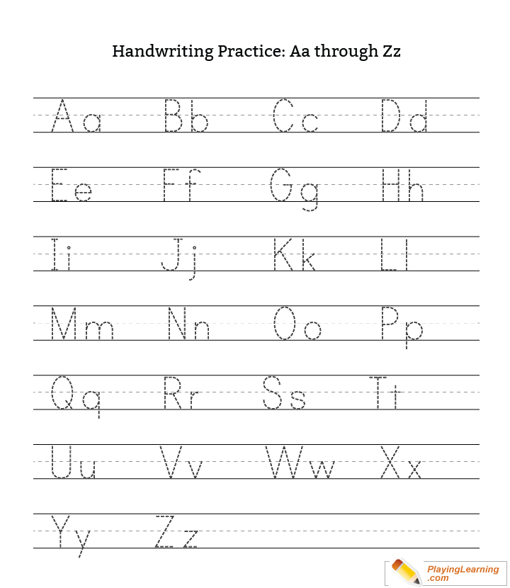 Handwriting Practice Letter A Through Z Uppercase 