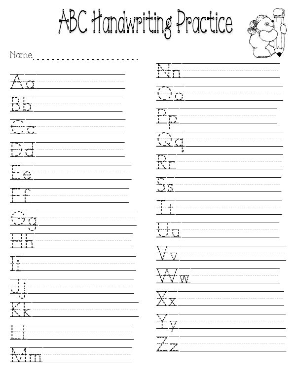 Handwriting Practice pdf Google Drive Alphabet Writing 