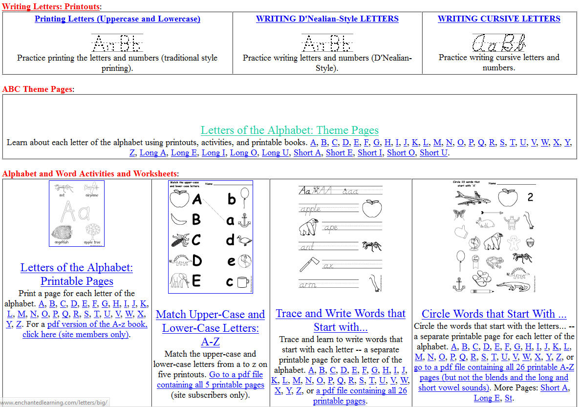 Handwriting Work Sheets