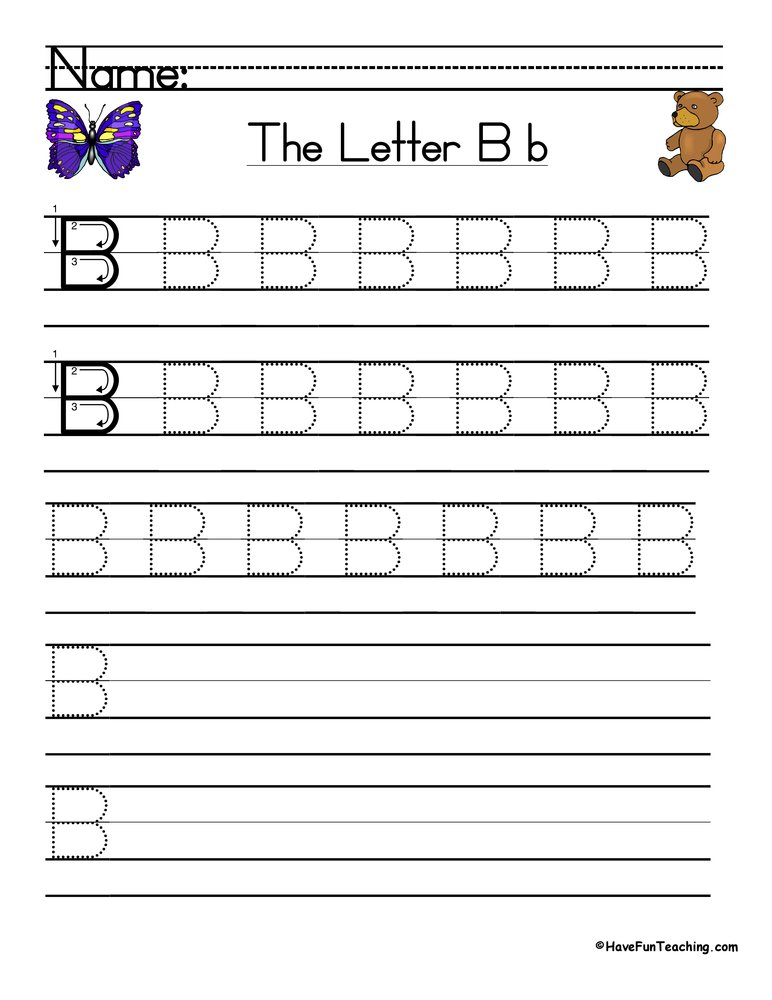 Letter B Handwriting Practice Worksheet Have Fun Teaching