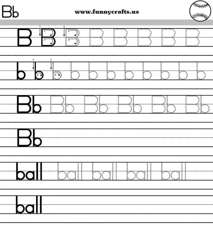 Letter b handwriting worksheets for preschool to first 