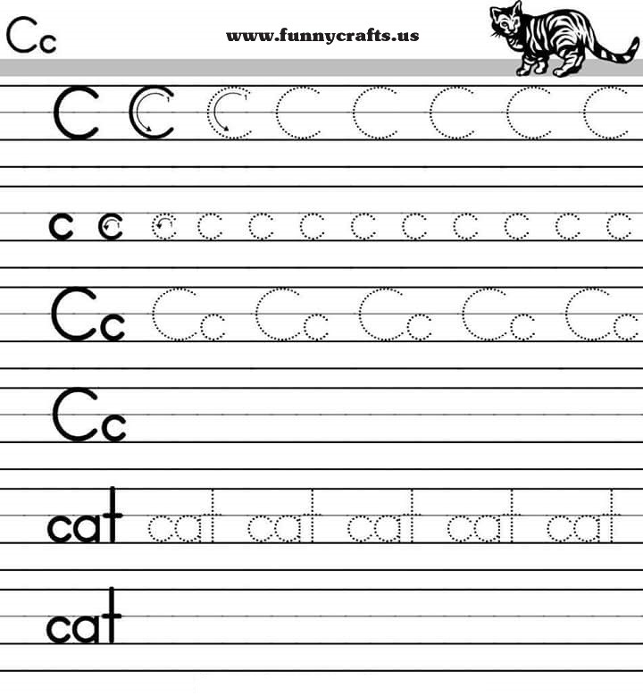 Letter c handwriting worksheets for preschool to first 