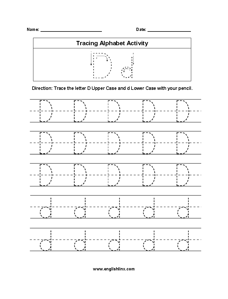 Letter D Tracing Alphabet Worksheets Alphabet Worksheets 