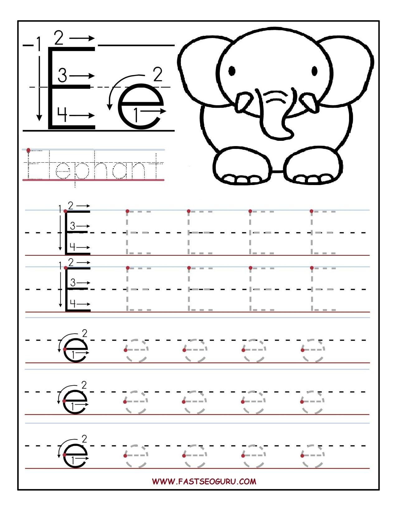 Letter E Tracing Worksheets TracingLettersWorksheets