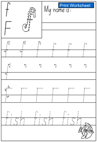 Letter F F Handwriting Practice Sheet Studyladder 