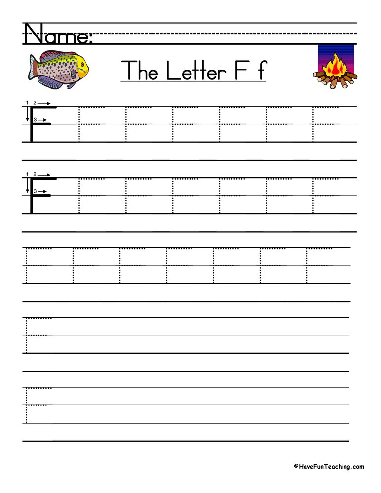 Letter F Handwriting Practice Worksheet Have Fun Teaching