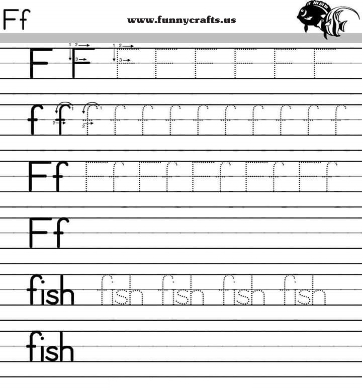 Letter f handwriting worksheets for preschool to first 