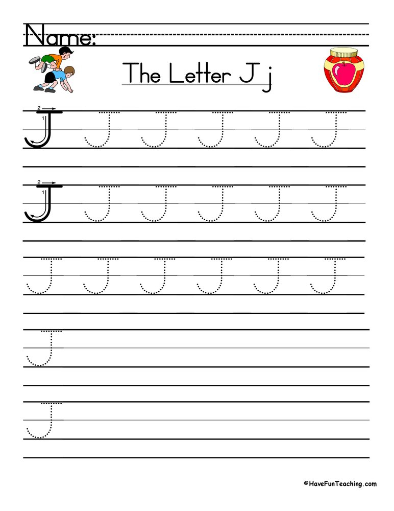 Letter J Handwriting Practice Worksheet Have Fun Teaching