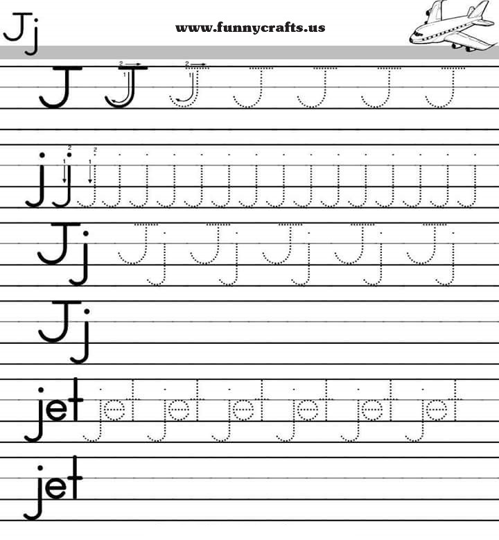 Letter j handwriting worksheets for preschool to first 