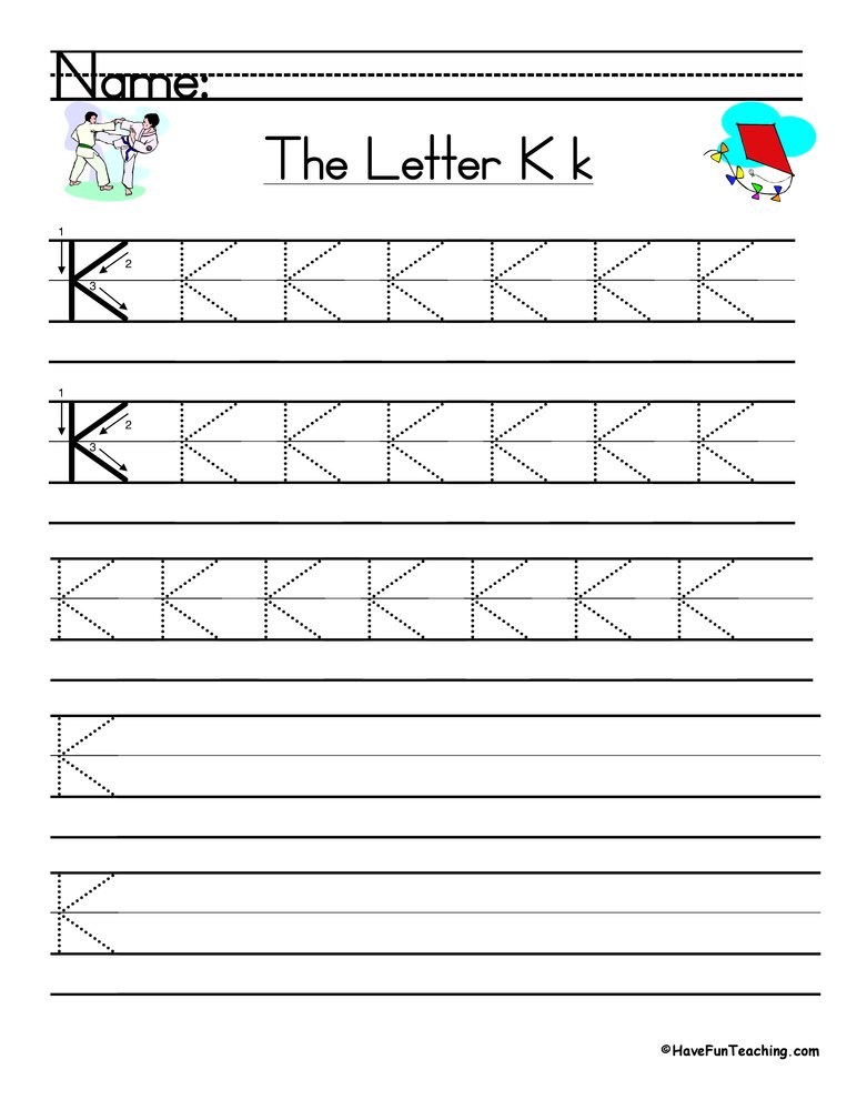 Letter K Handwriting Practice Worksheet Have Fun Teaching