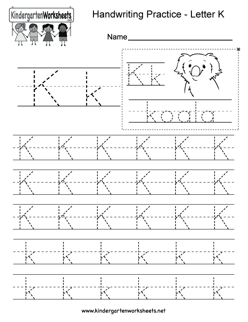 Letter K Writing Practice Worksheet Free Kindergarten 