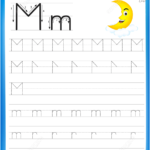 Letter M Is For Moon Handwriting Practice Worksheet Free