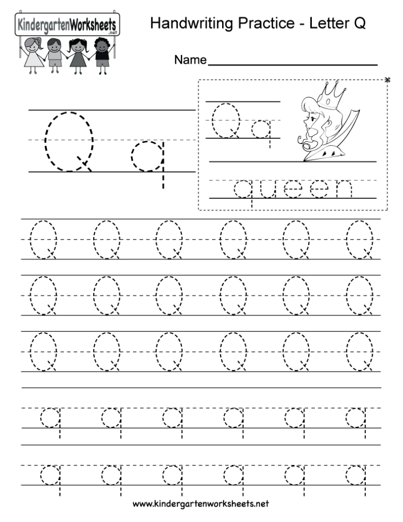 Letter Q Writing Practice Worksheet Free Kindergarten