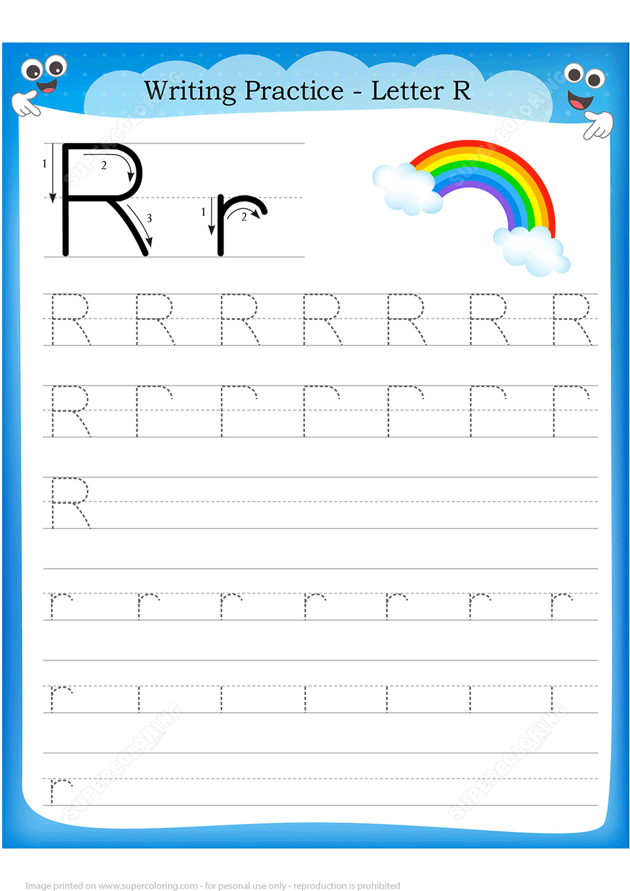 Letter R Is For Rainbow Handwriting Practice Worksheet 