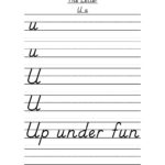 Letter U D Nealian Style Handwriting Practice Worksheet