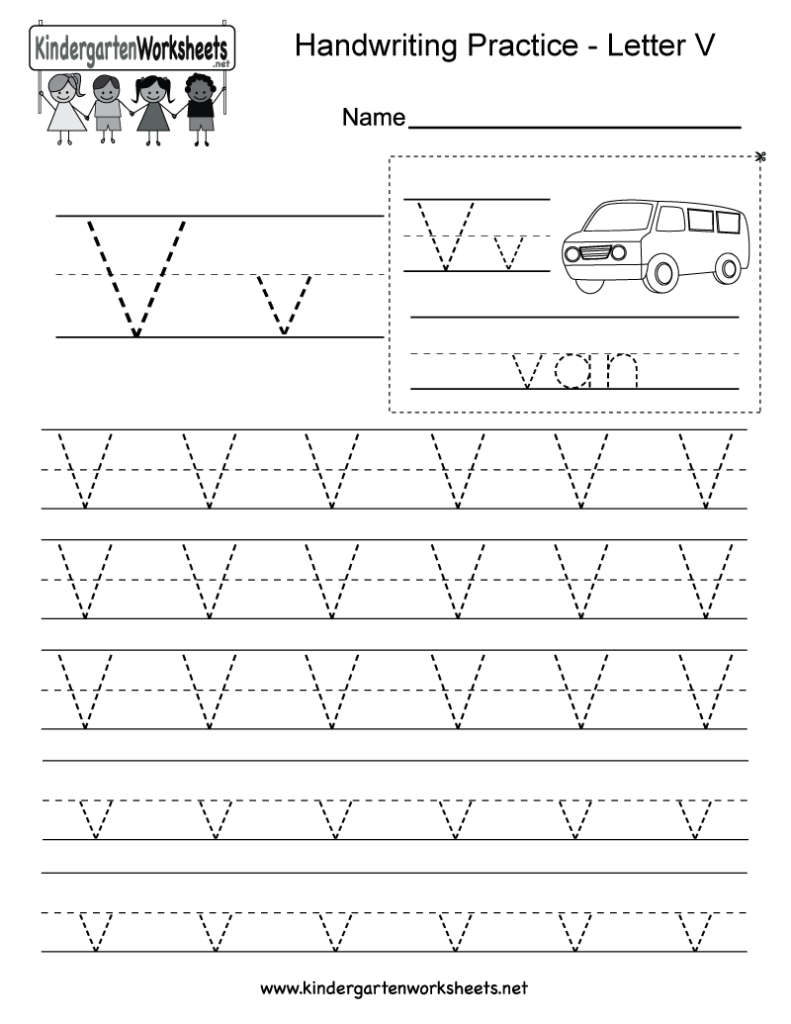 Letter V Handwriting Worksheet For Kindergarteners You