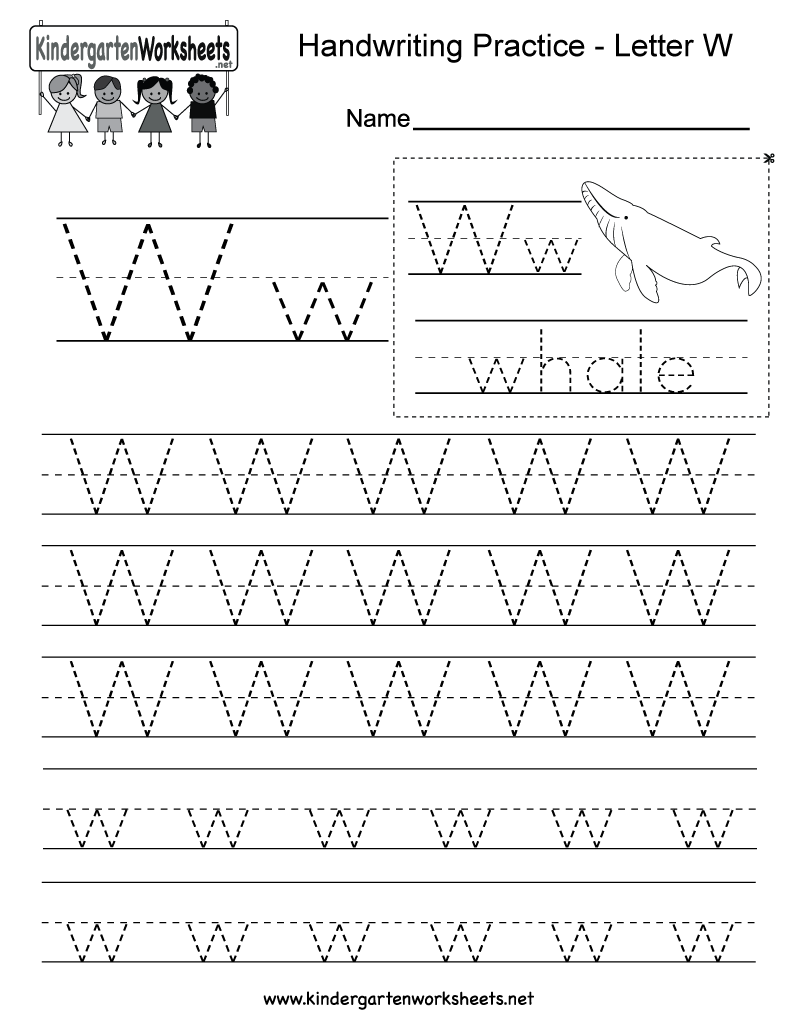 Letter W Handwriting Practice Worksheet For 