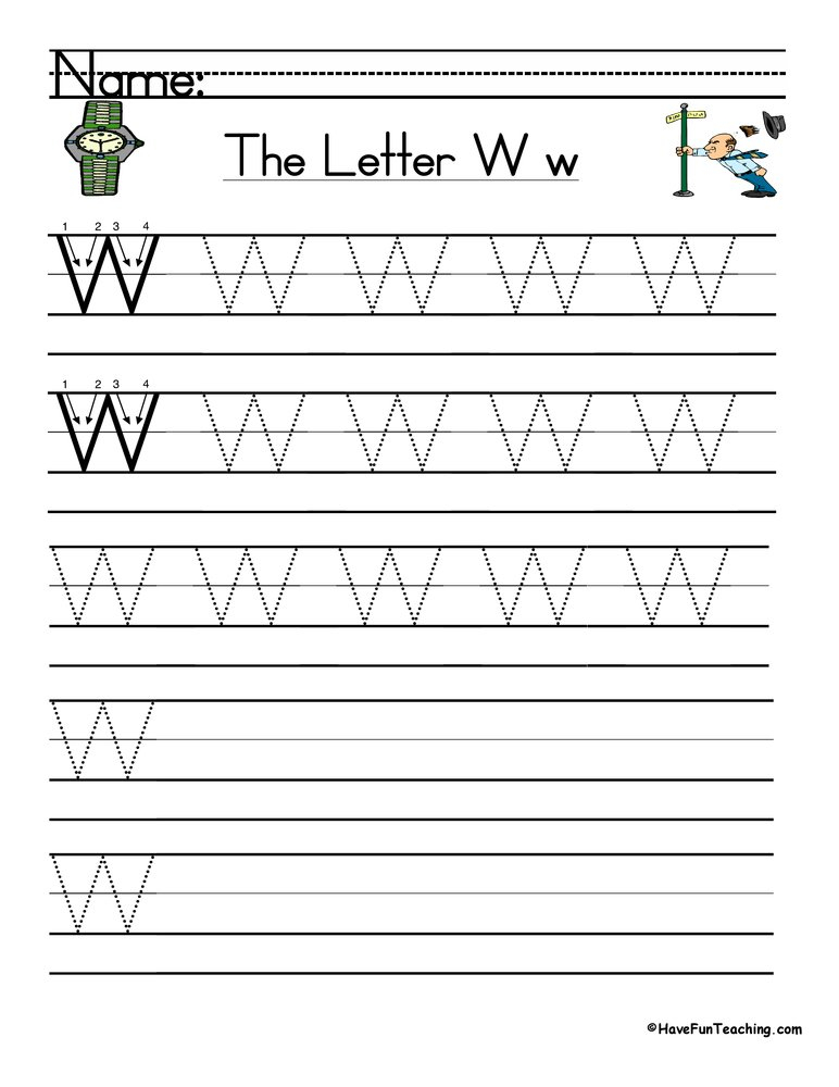 Letter W Handwriting Practice Worksheet Have Fun Teaching