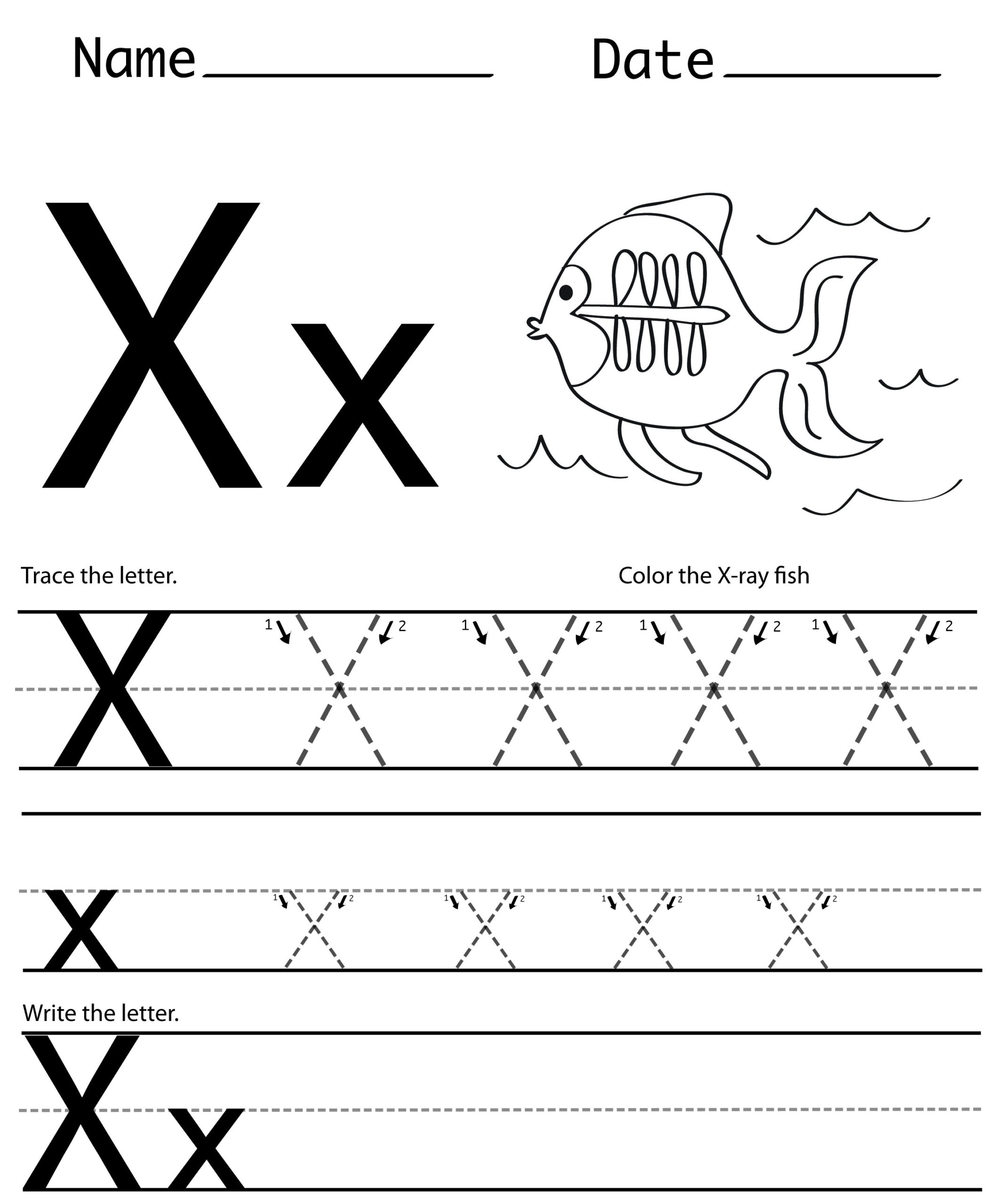 Letter x printables worksheets Preschool Crafts