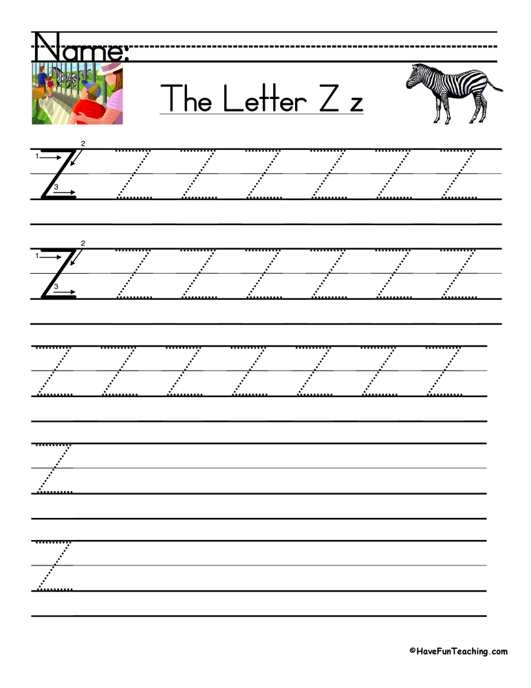 Letter Z Handwriting Practice Worksheet Have Fun Teaching