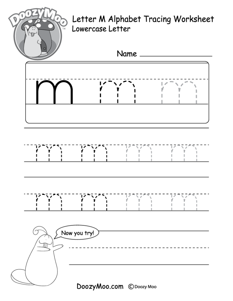 Lowercase Letter M Tracing Worksheet Doozy Moo AlphabetWorksheetsFree
