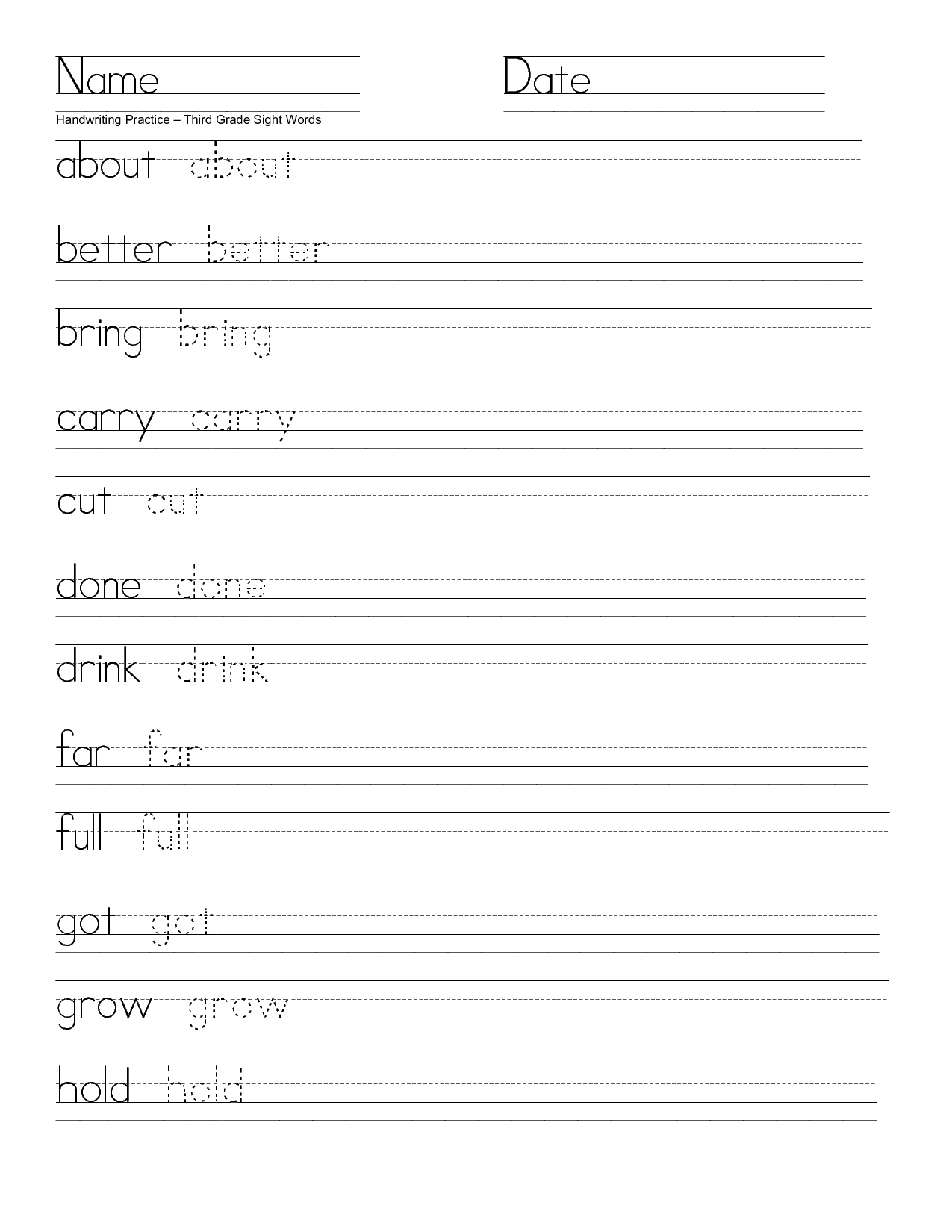 Name Handwriting Worksheets For Free Download Name