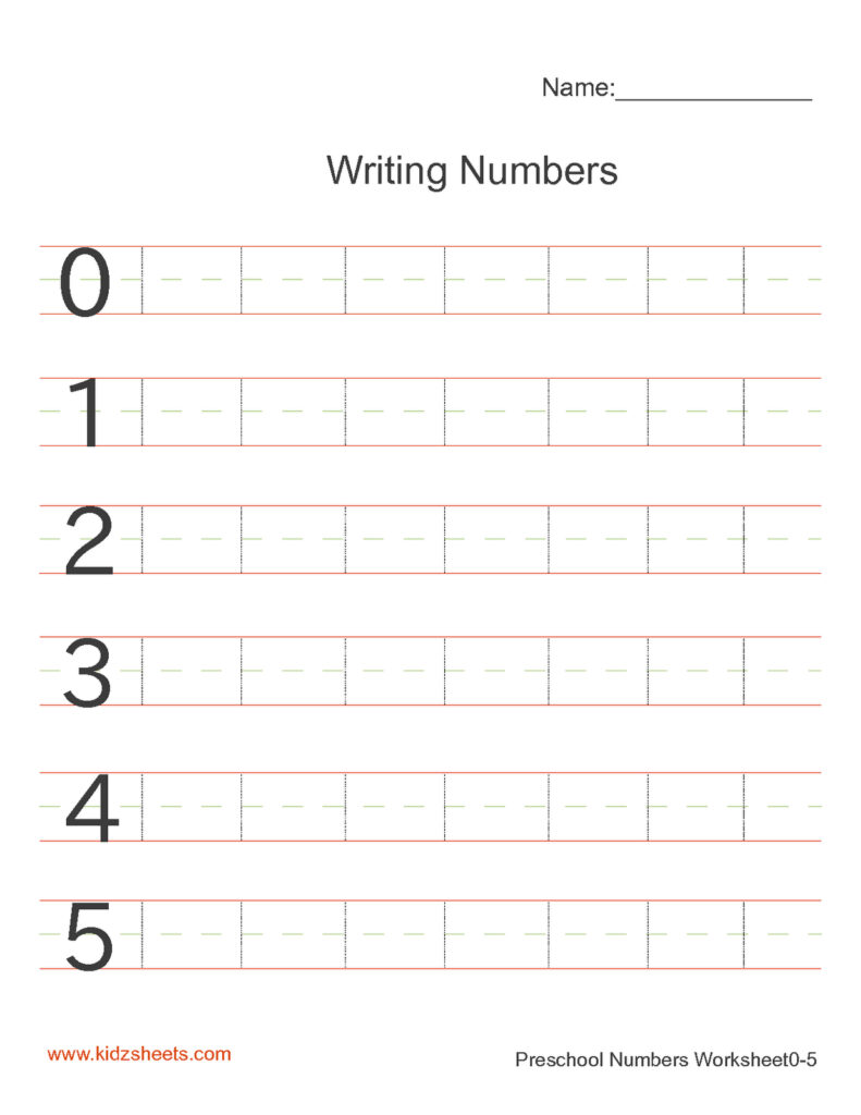 Numbers Handwriting Worksheets Hand Writing