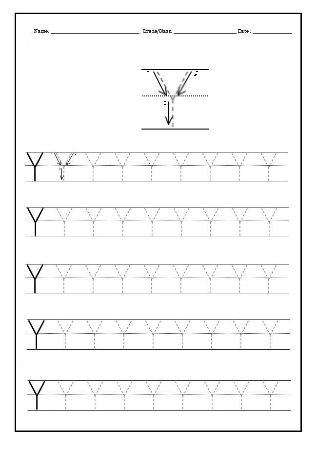 Practice Writing The Uppercase Letter Y Worksheet For 