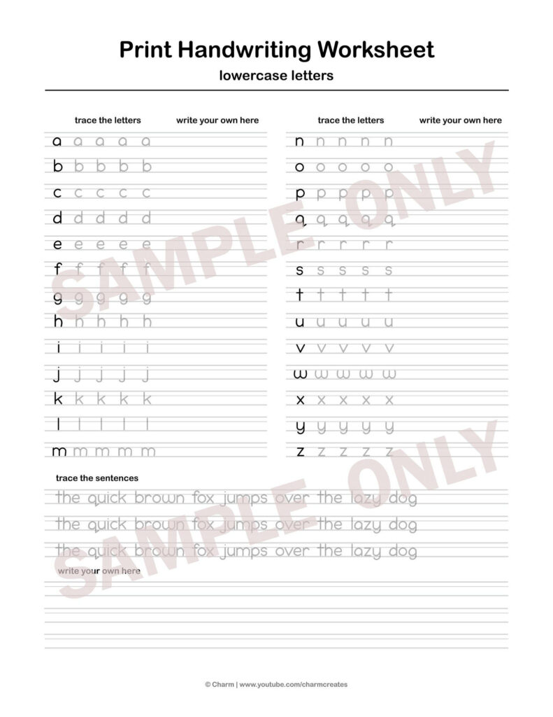 Printable Handwriting Worksheets 5 Pages Letters And