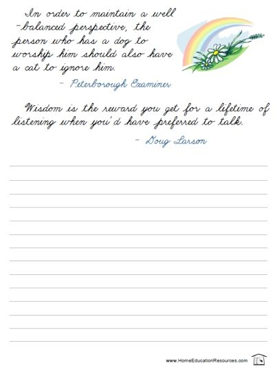 Quotations In Cursive Handwriting Free Printable Packet 