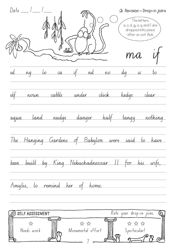 handwriting homework year 6