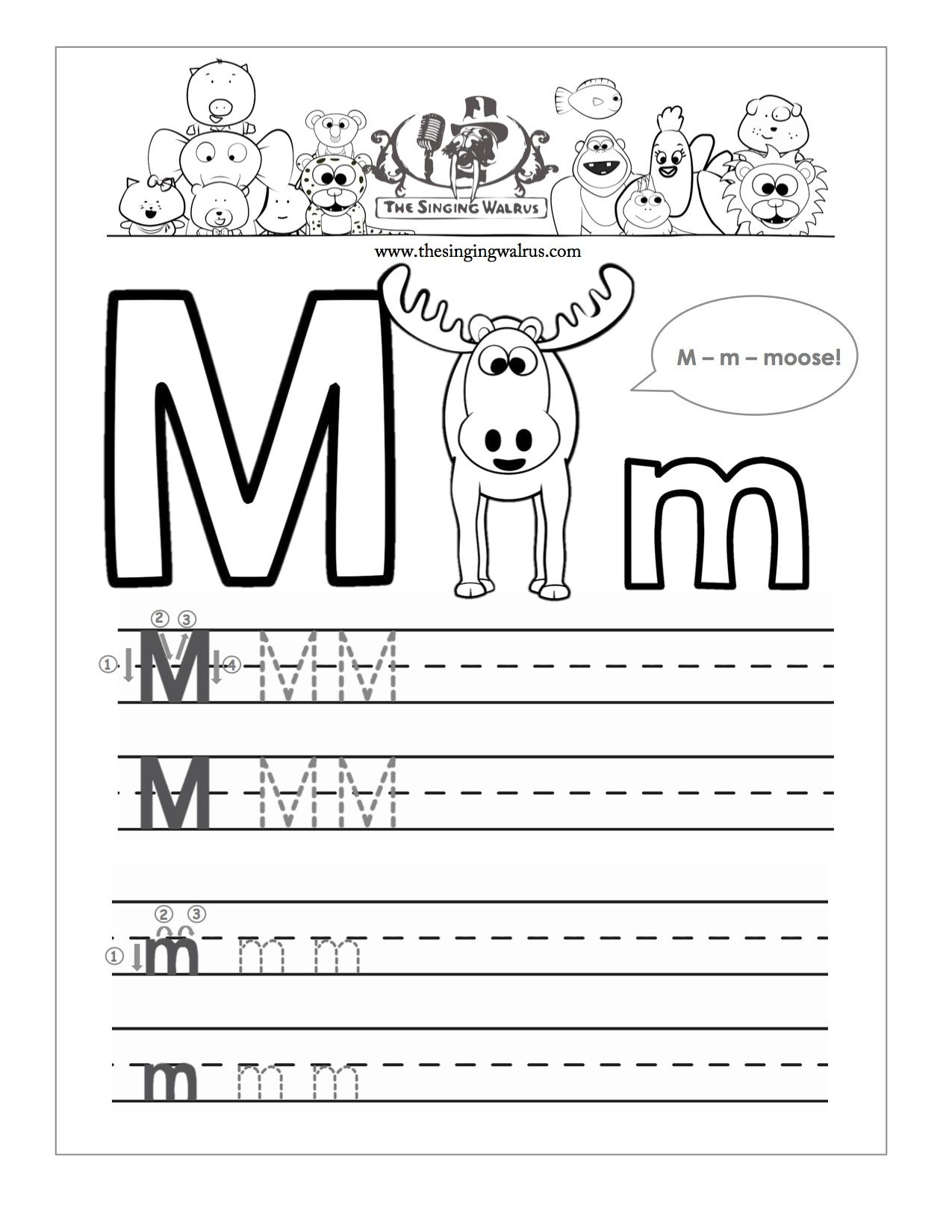 Tracing Letter M Worksheets Kindergarten 