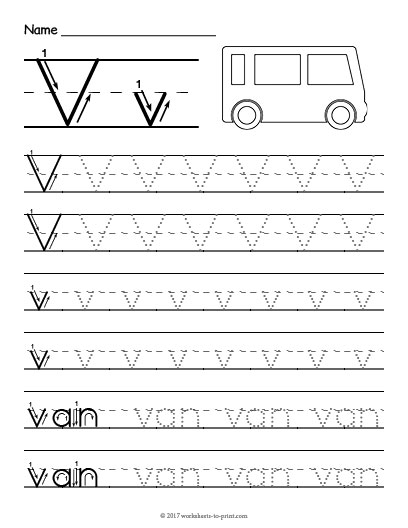 Tracing V Worksheets