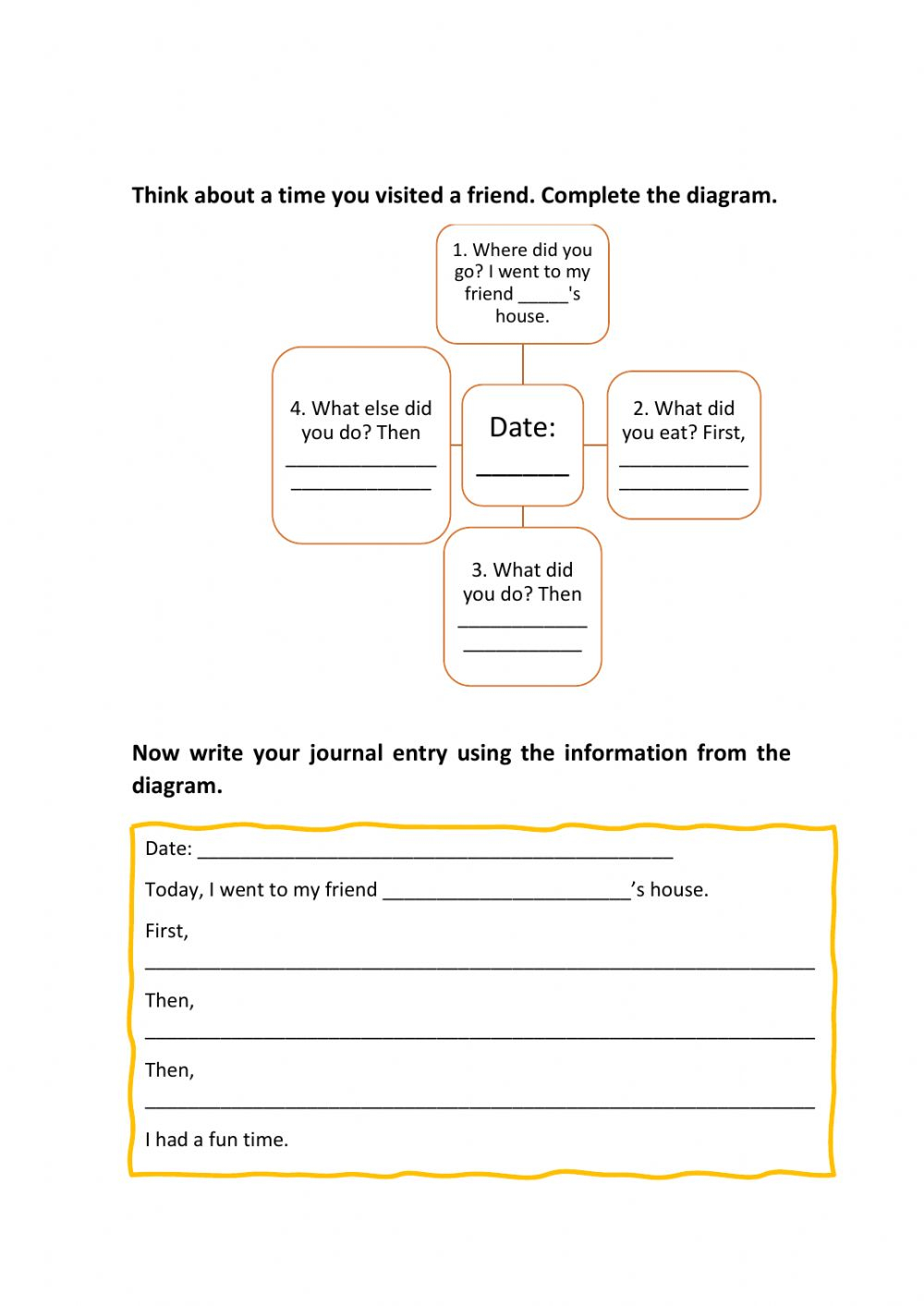 Writing A Journal Entry Worksheet