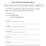 Writing Action Verbs Worksheet Part 2