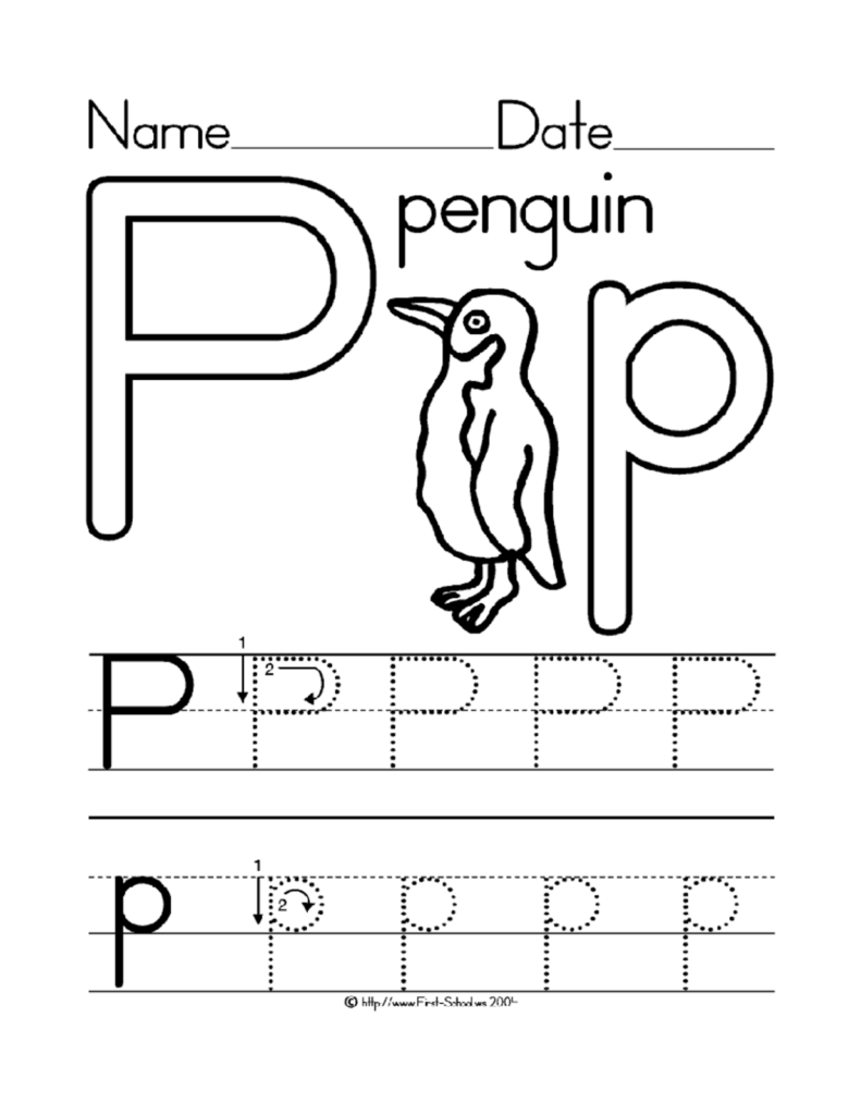 Writing Practice Letter P Preschool Crafts