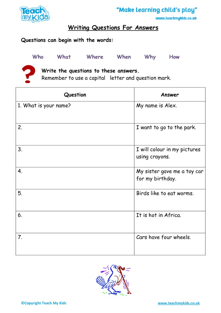 Writing Questions For Answers TMK Education