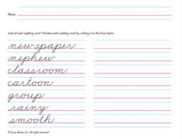 Zaner Bloser Cursive Handwriting Worksheet Maker