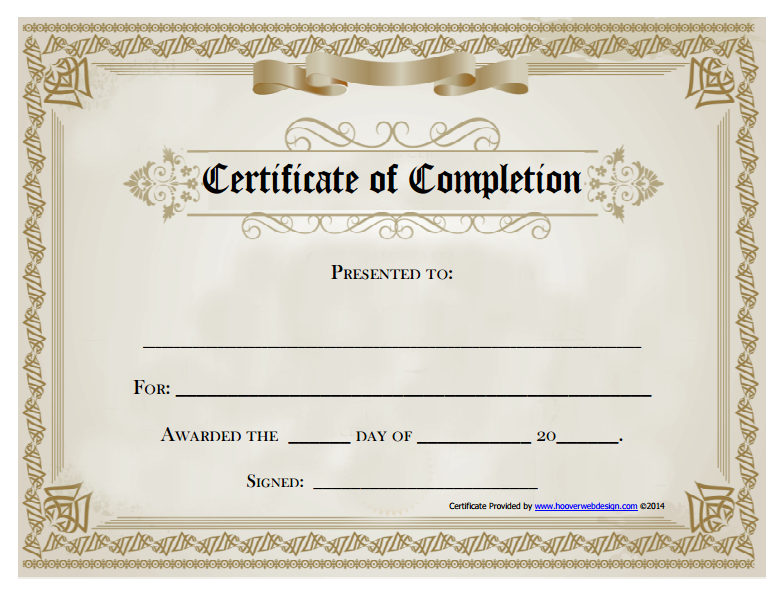 18 Free Certificate Of Completion Templates UTemplates