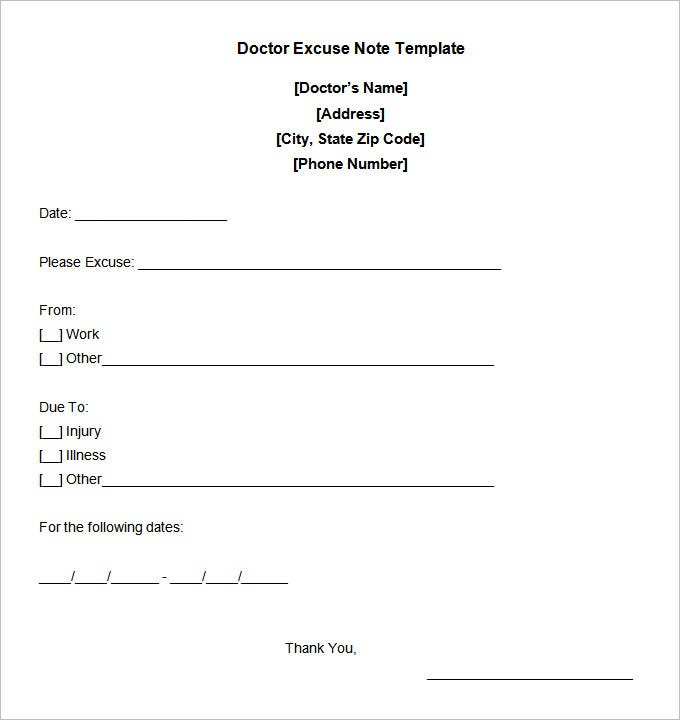 22 Doctors Note Templates Free Sample Example Format 