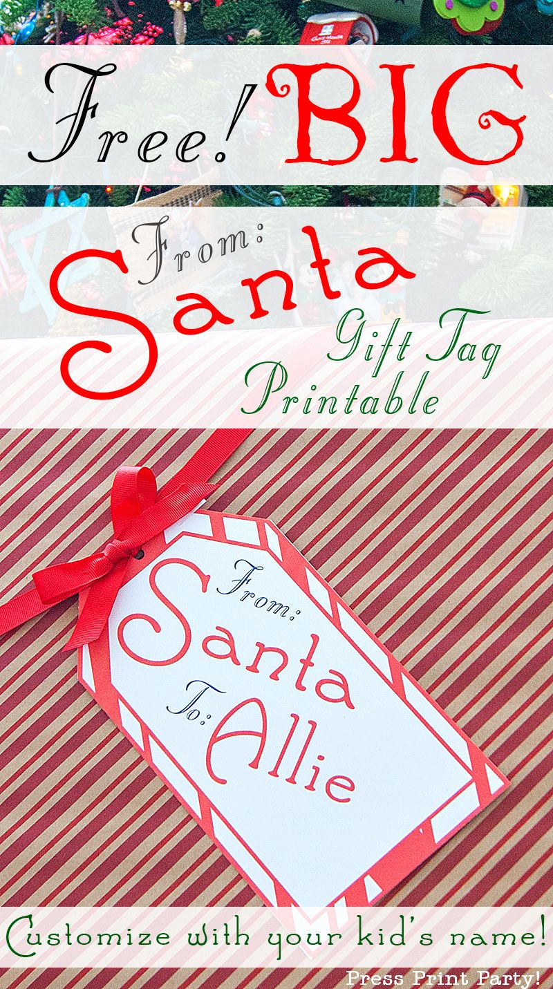 BIG Free Printable Christmas Gift Tag Press Print Party 