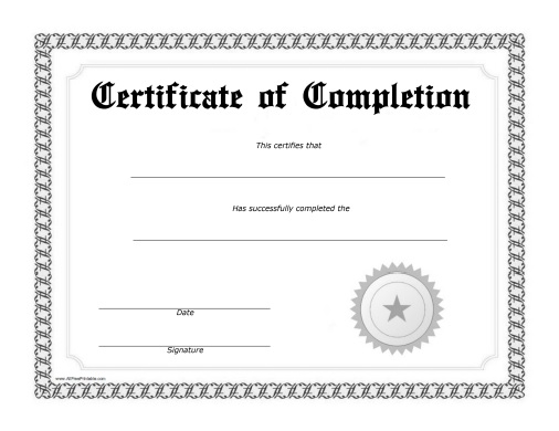 Certificate Of Completion Free Printable 