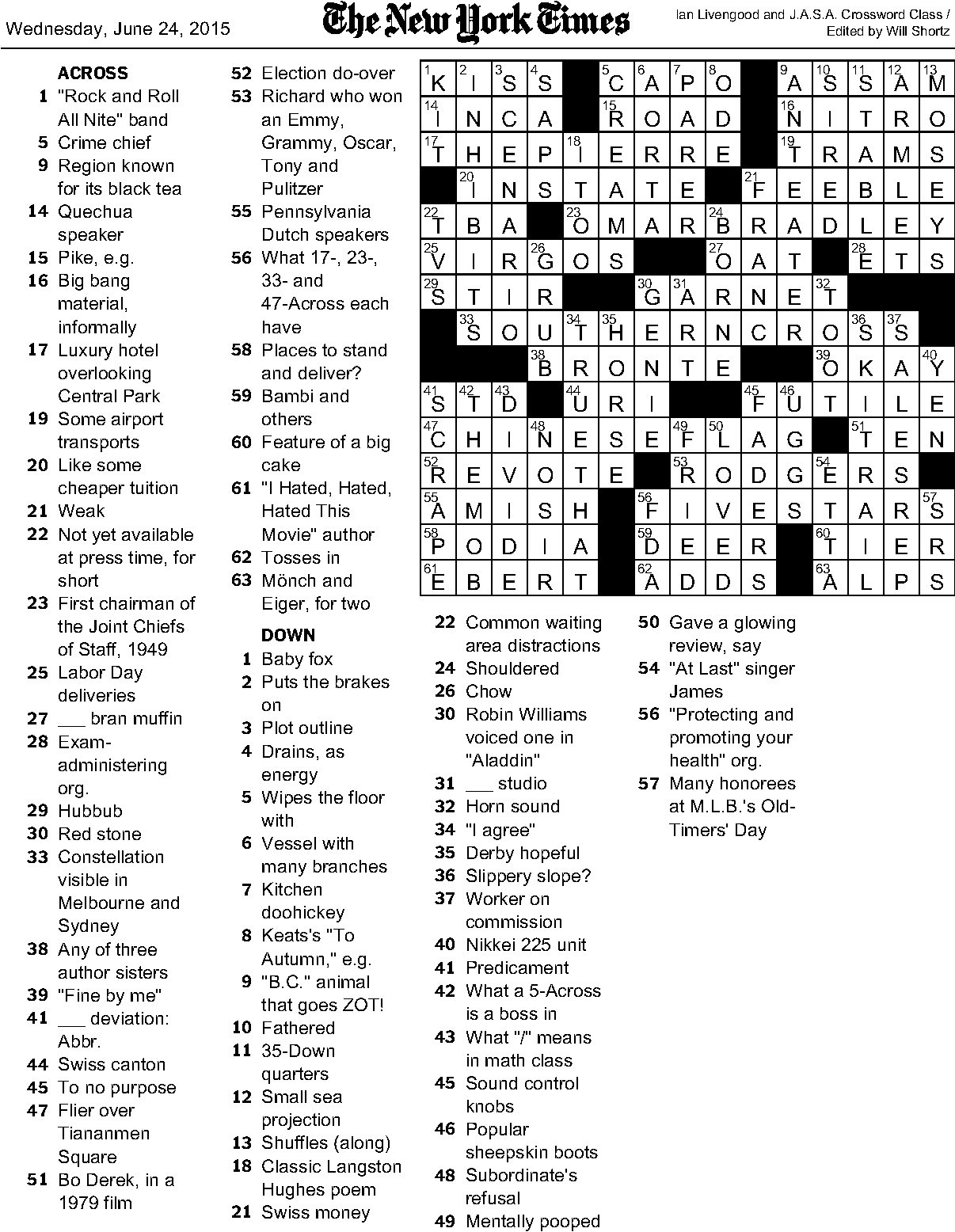 Downloadable New York Times Crossword Printable Free 