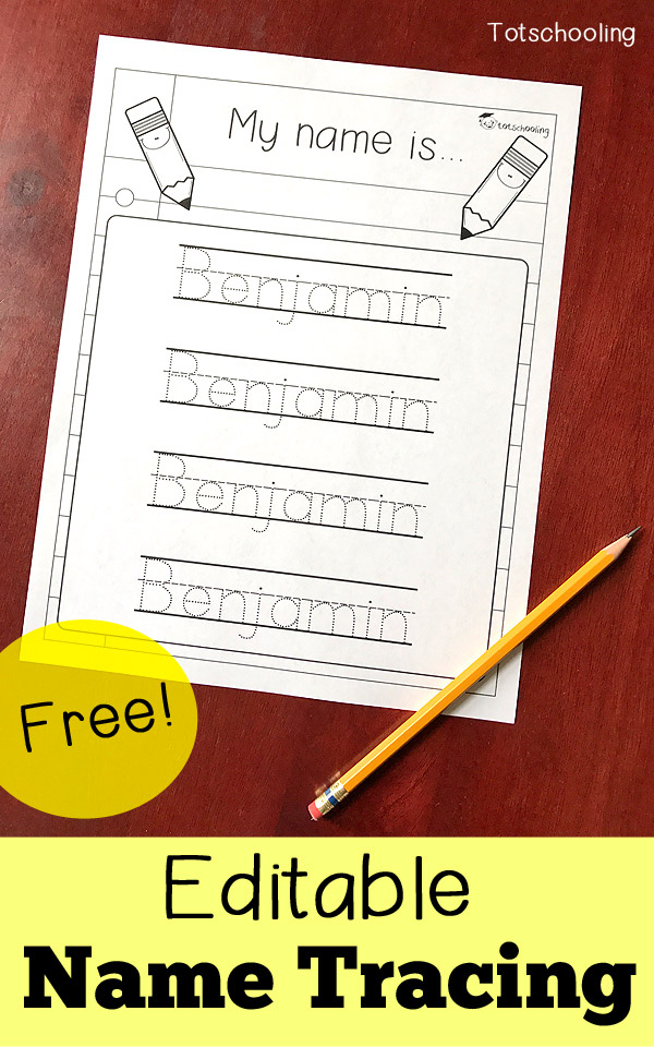 Editable Name Tracing Sheet Totschooling Toddler 