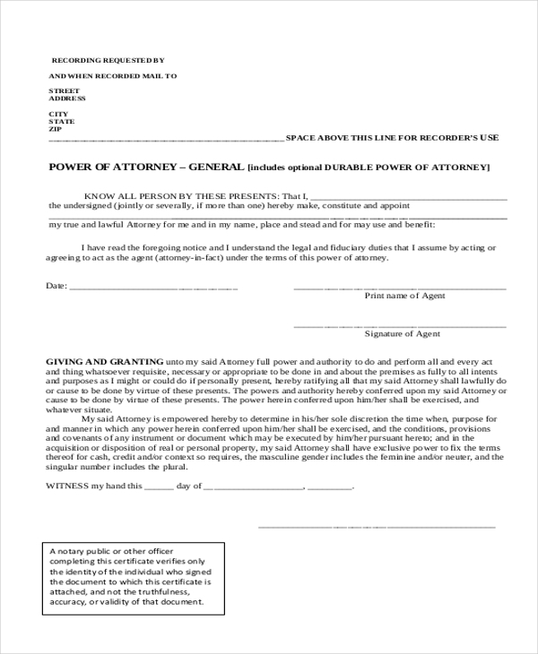 FREE 10 Sample General Power Of Attorney Forms In PDF 